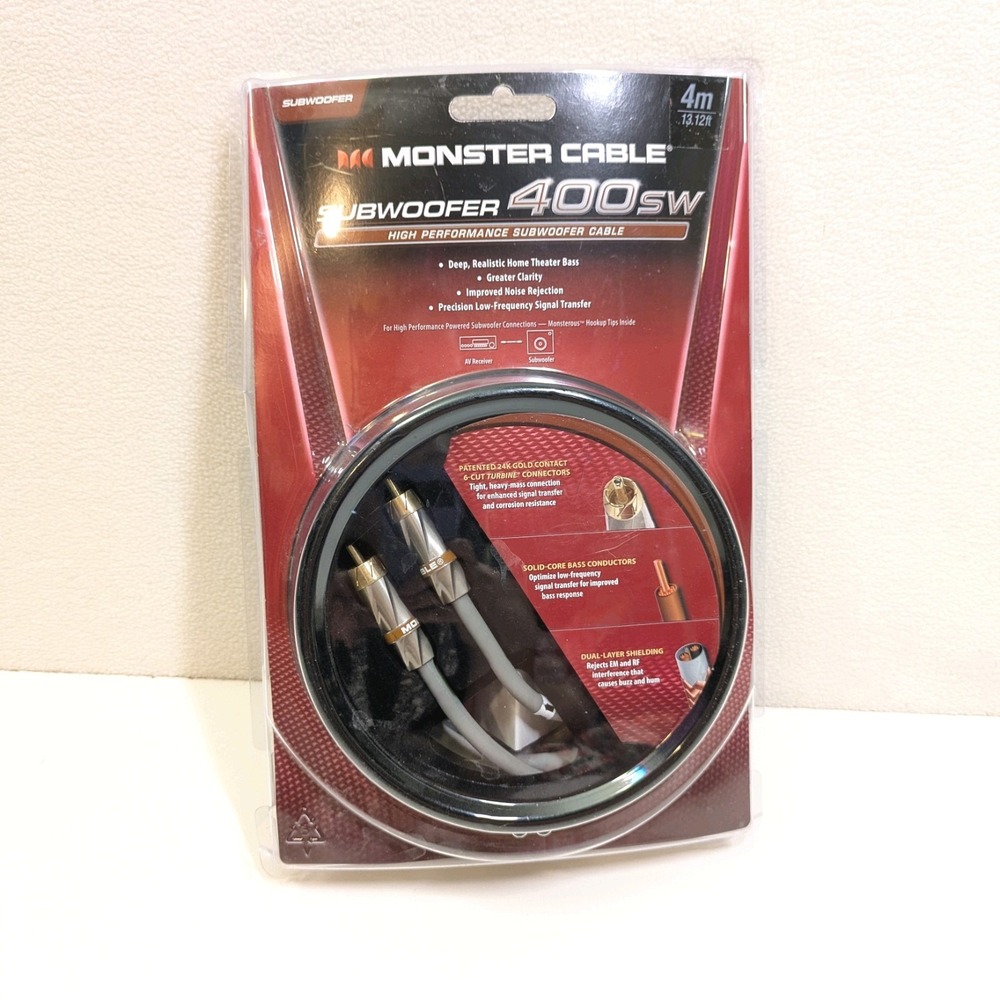 Monster Subwoofer Cable 400SW 4M 13.1ft Gold Plated RCA High Performance VTG